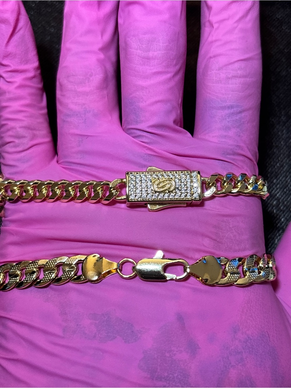 Pretty Bird Yellow Gold Cuban Link & Cuban Clover Link Bracelet - Picture 6 of 9